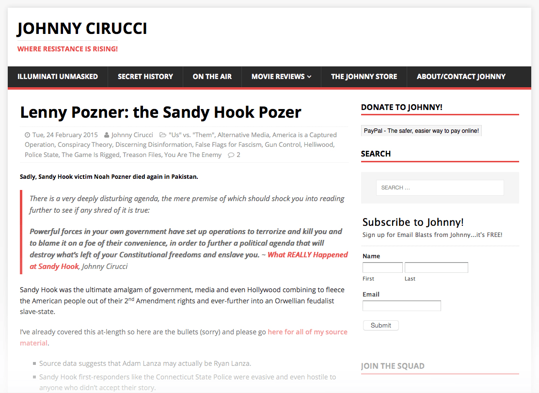 Johnny Cirucci on Sandy Hook